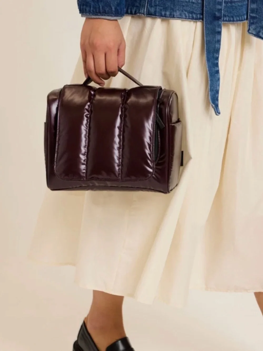Calpak Luka Puffy Toiletry Cosmetics Quilted Bag in Glazed Dark Cherry NWT